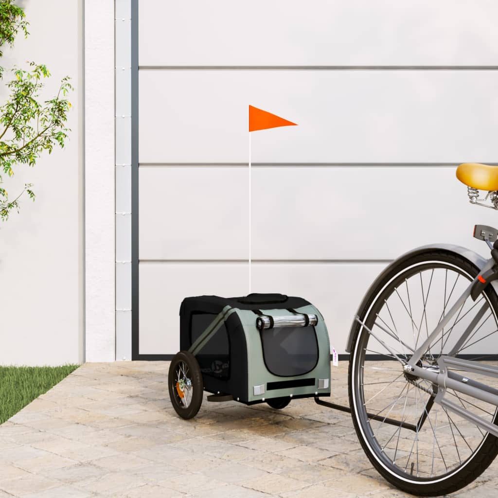 Hondenfietstrailer Oxford Stof En Ijzer En Grijs