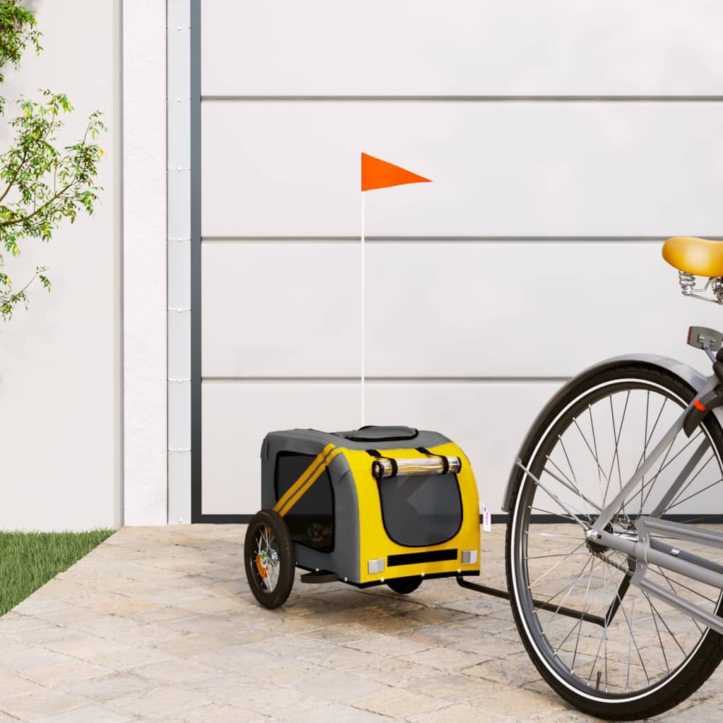 Hondenfietstrailer Oxford Stof En Ijzer En Grijs