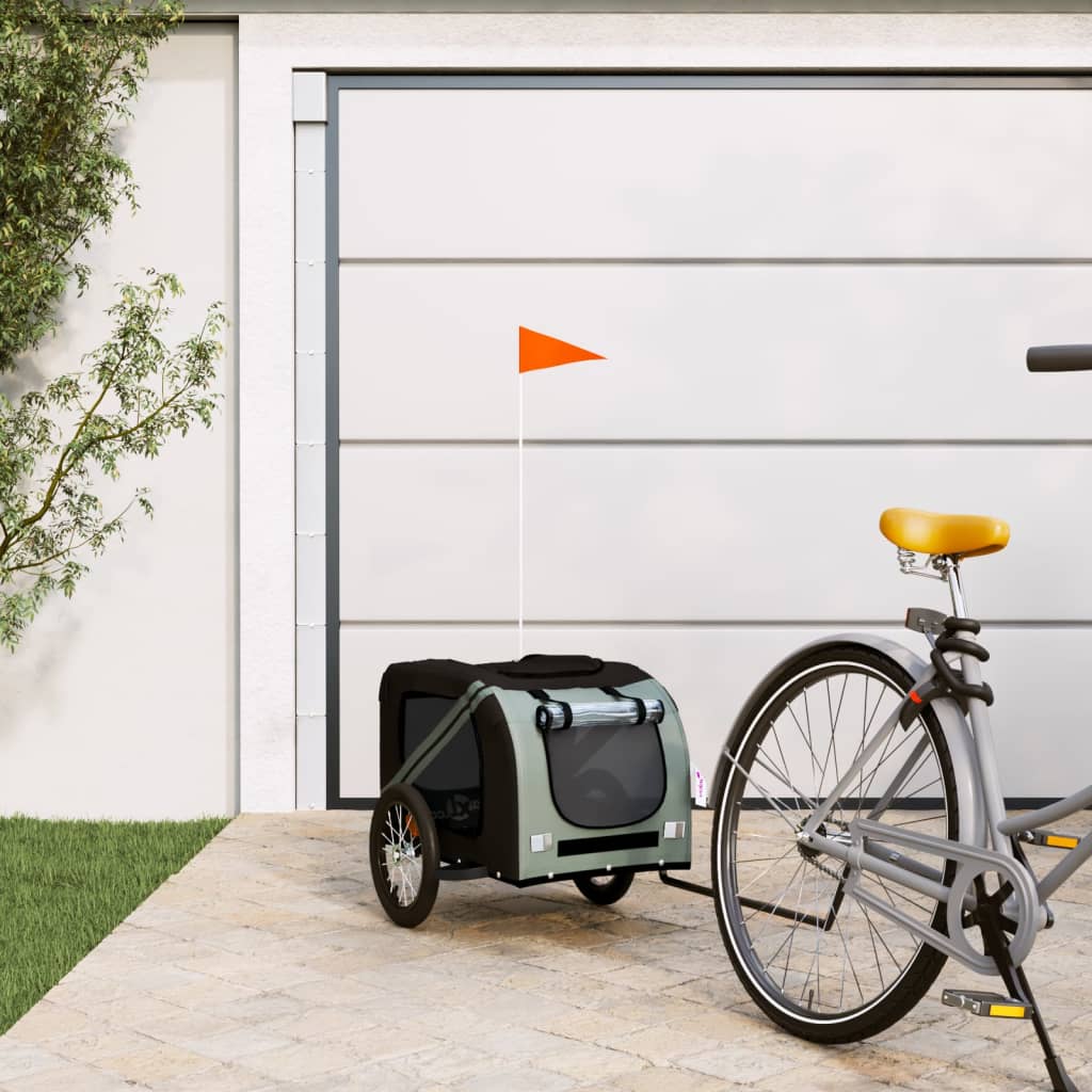 Hondenfietstrailer Oxford Stof En Ijzer En Grijs