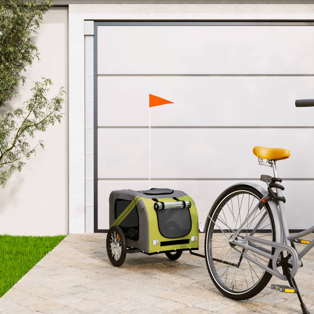 Hondenfietstrailer Oxford Stof En Ijzer En Grijs
