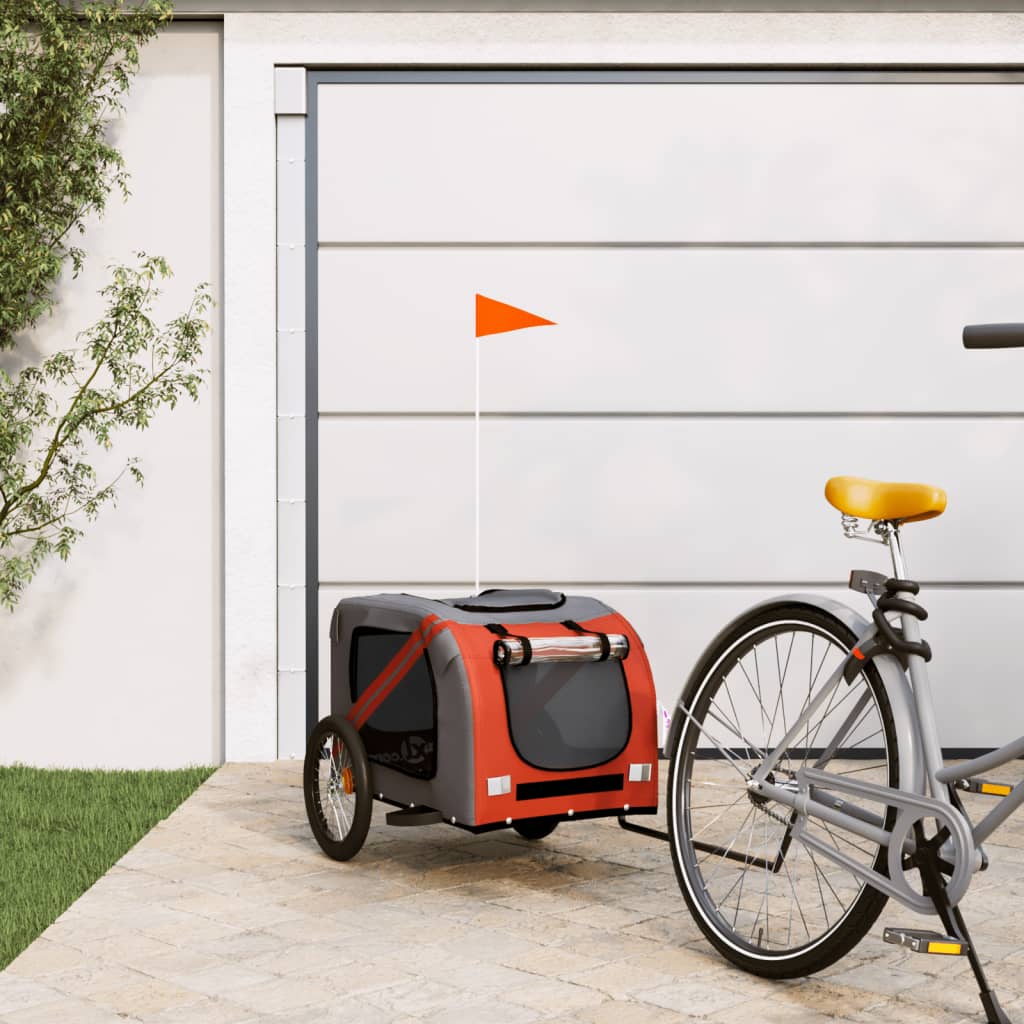 Hondenfietstrailer Oxford Stof En Ijzer En Grijs