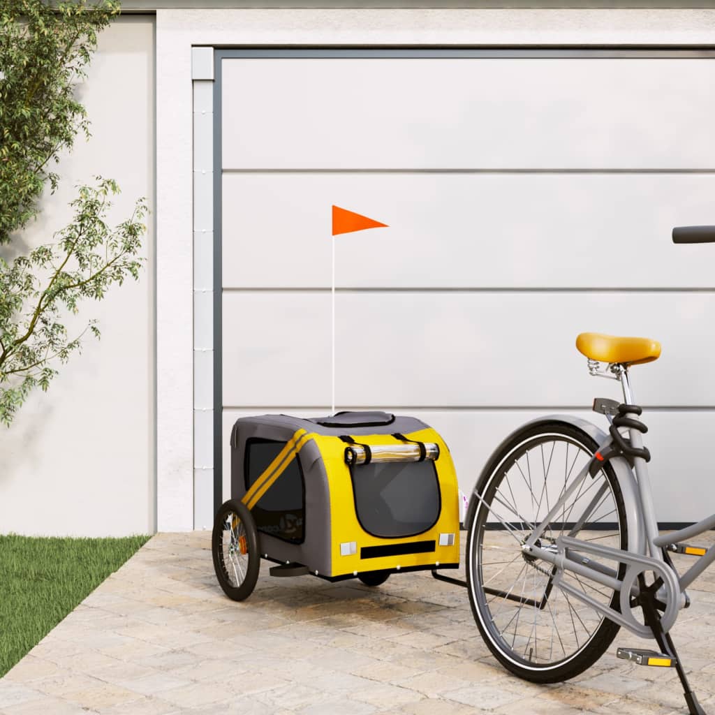 Hondenfietstrailer Oxford Stof En Ijzer En Grijs