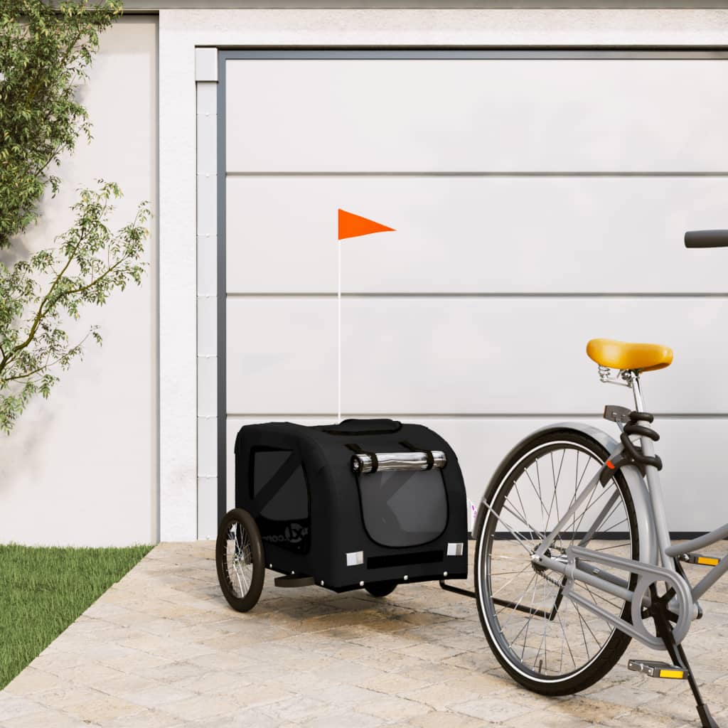 Hondenfietstrailer Oxford Stof En Ijzer En Grijs
