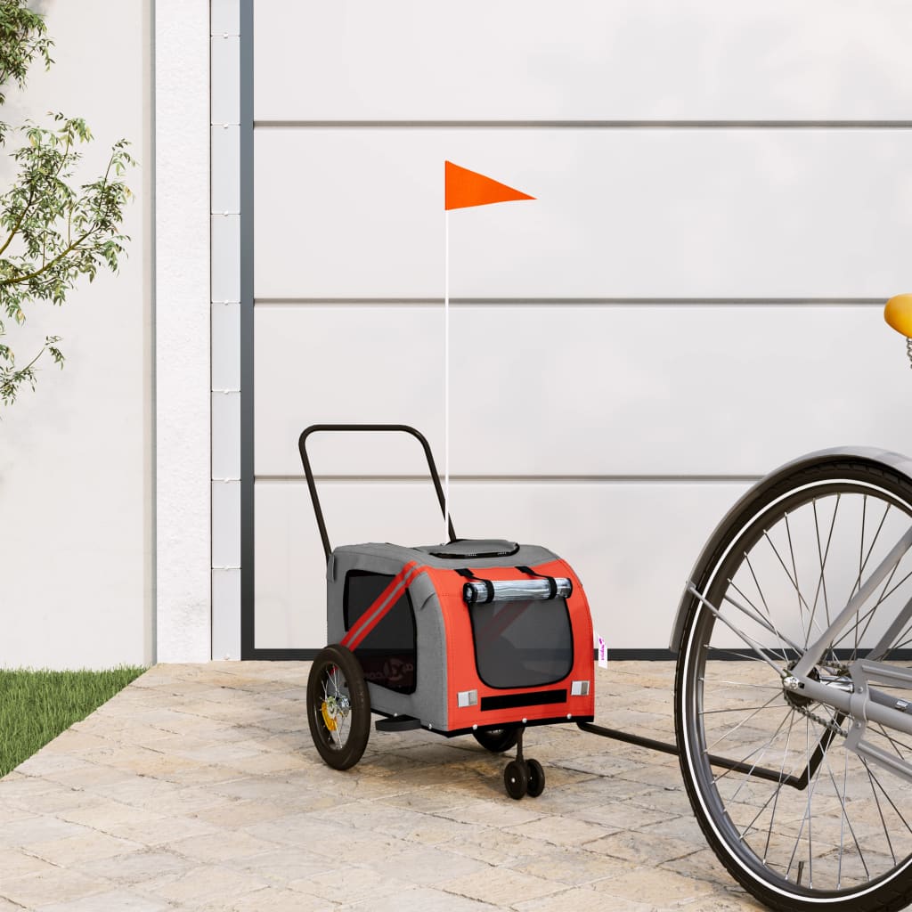 Hondenfietstrailer Oxford Stof En Ijzer En Grijs