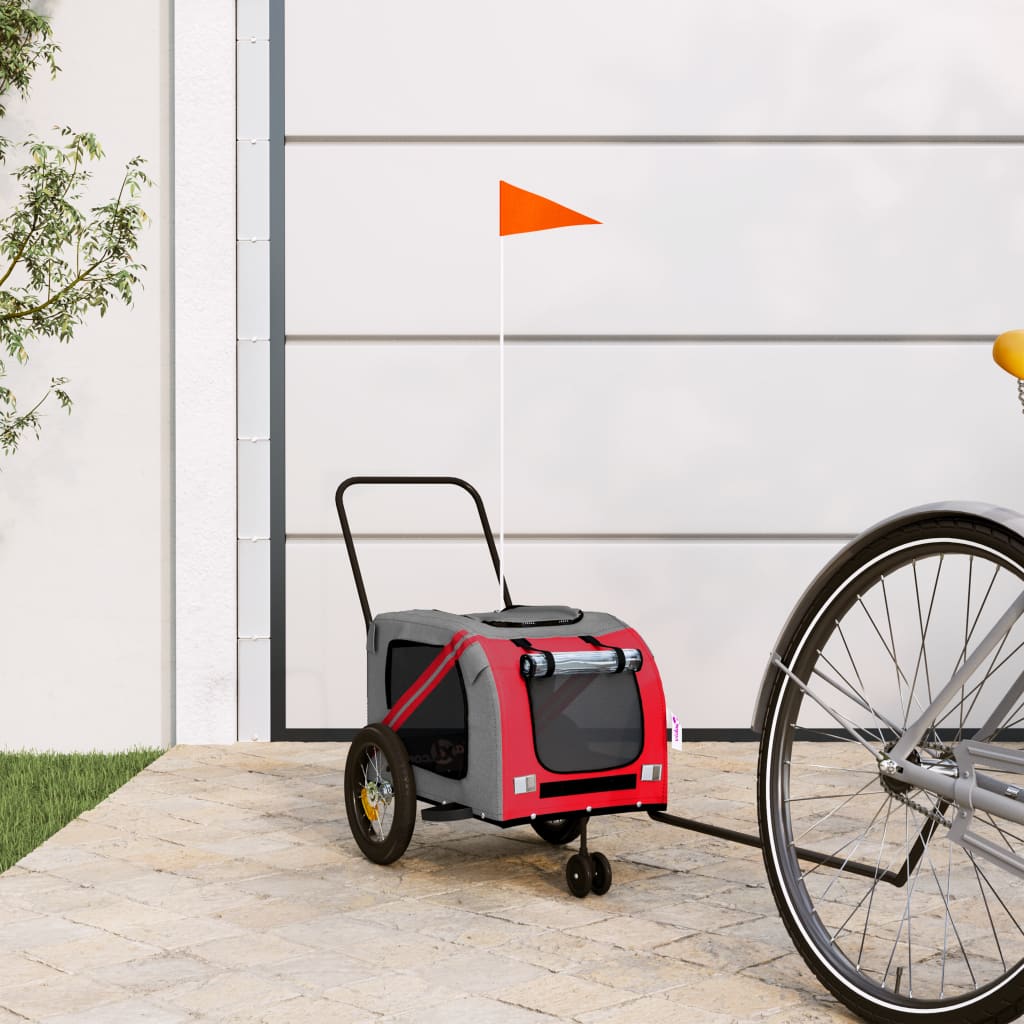 Hondenfietstrailer Oxford Stof En Ijzer En Grijs