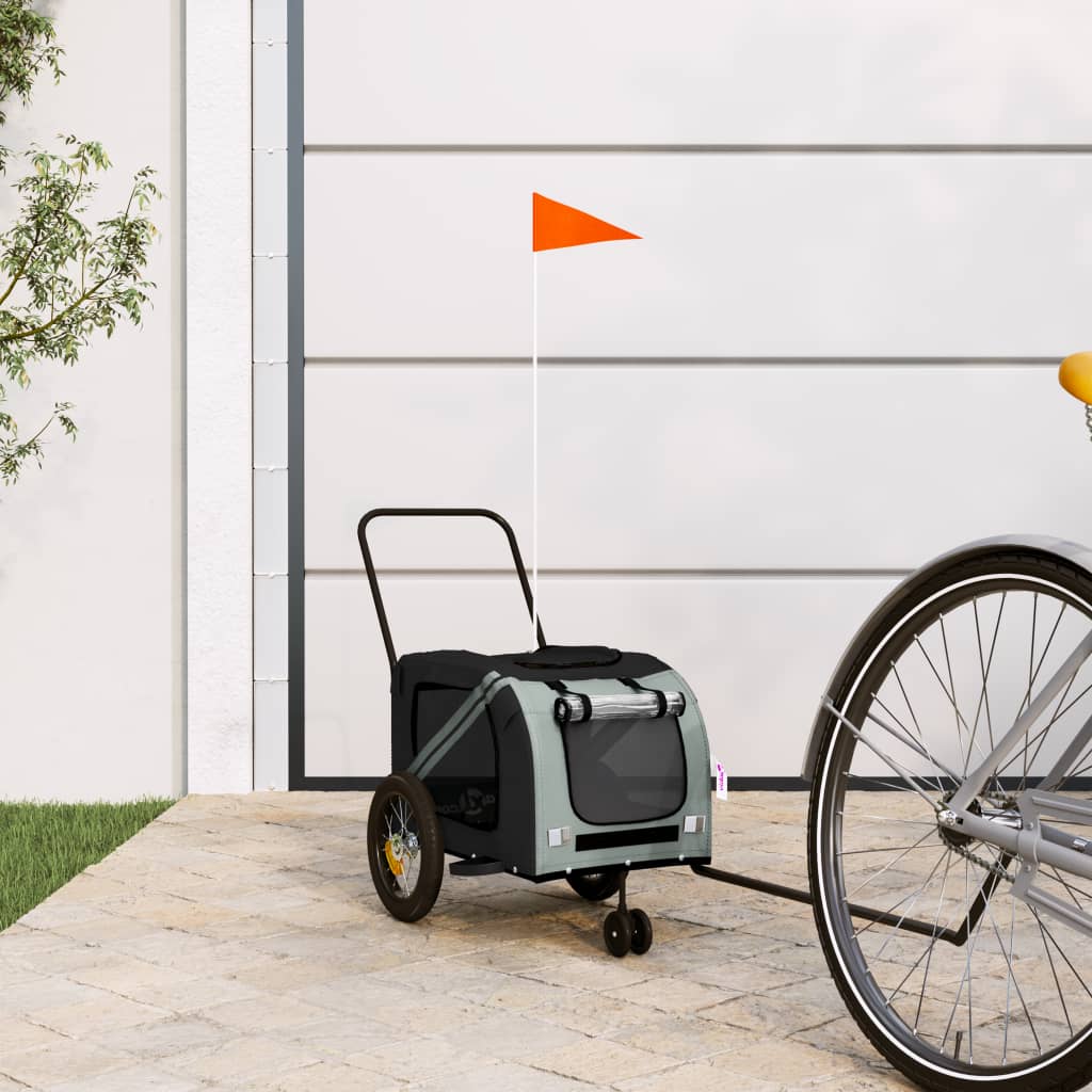 Hondenfietstrailer Oxford Stof En Ijzer En Grijs