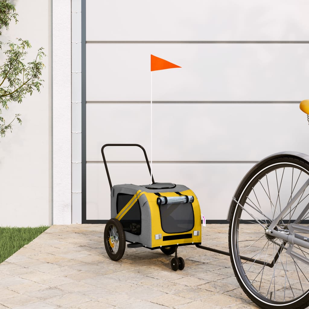 Hondenfietstrailer Oxford Stof En Ijzer En Grijs