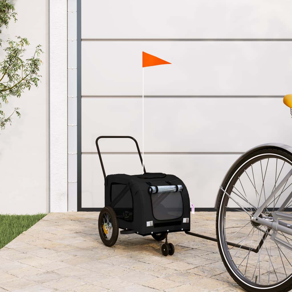 Hondenfietstrailer Oxford Stof En Ijzer En Grijs