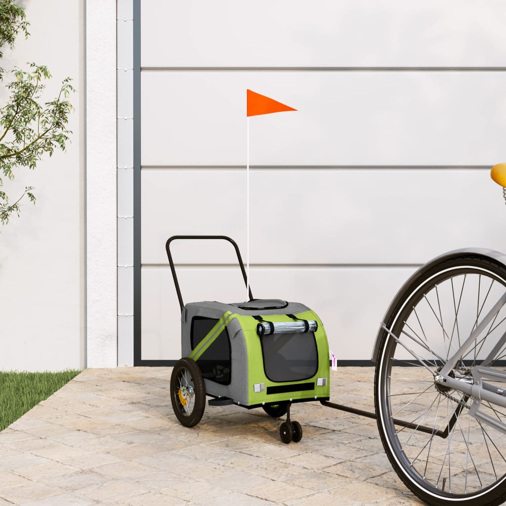 Hondenfietstrailer Oxford Stof En Ijzer En Grijs
