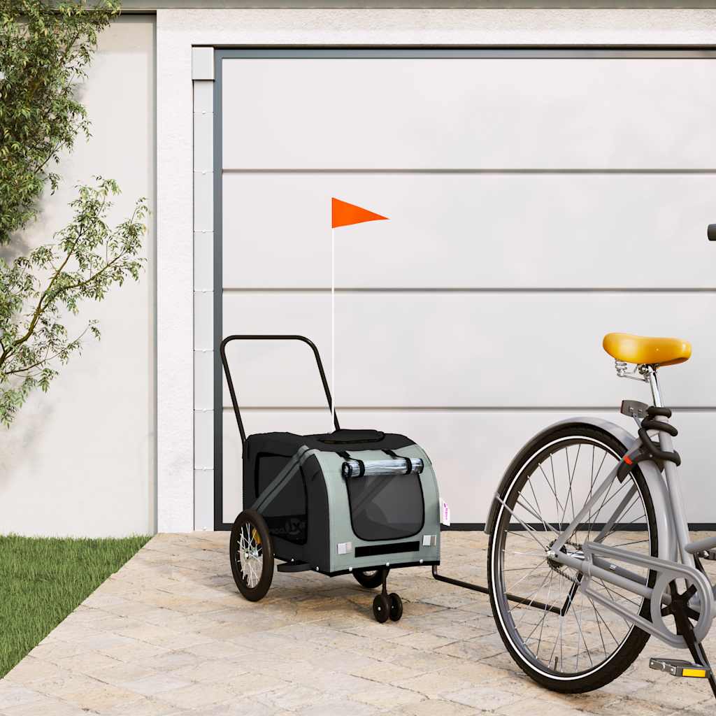 Hondenfietstrailer Oxford Stof En Ijzer En Grijs