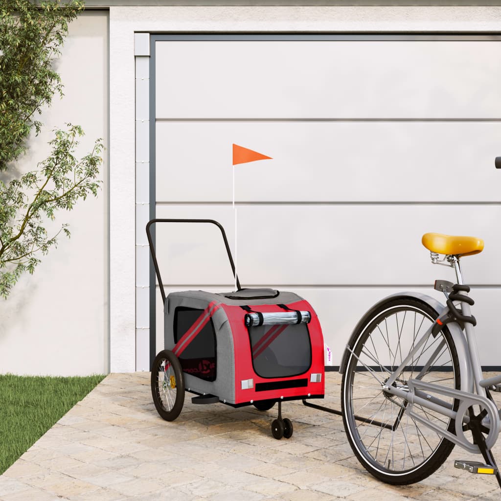 Hondenfietstrailer Oxford Stof En Ijzer En Grijs