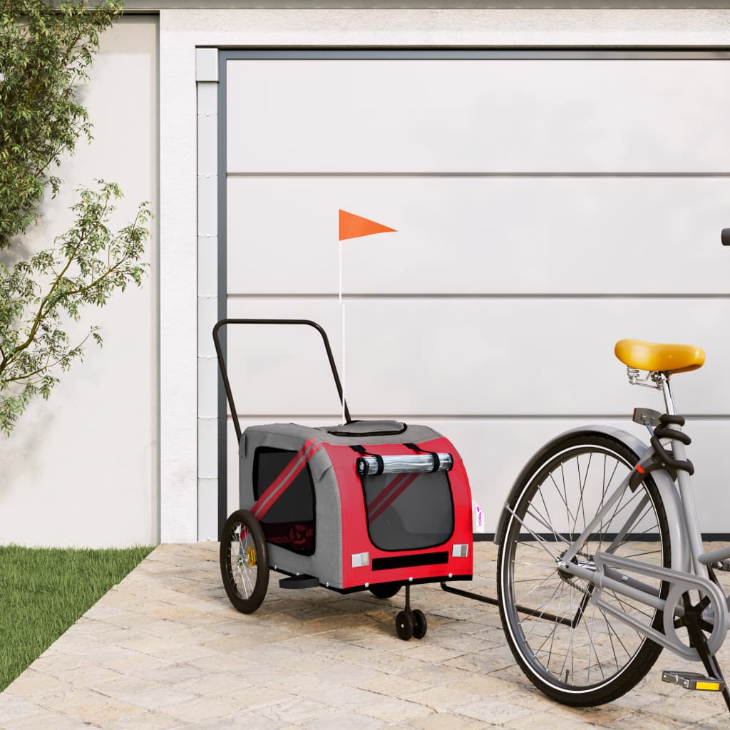 Hondenfietstrailer Oxford Stof En Ijzer En Grijs