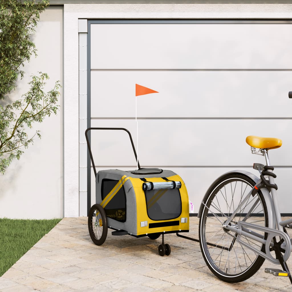 Hondenfietstrailer Oxford Stof En Ijzer En Grijs