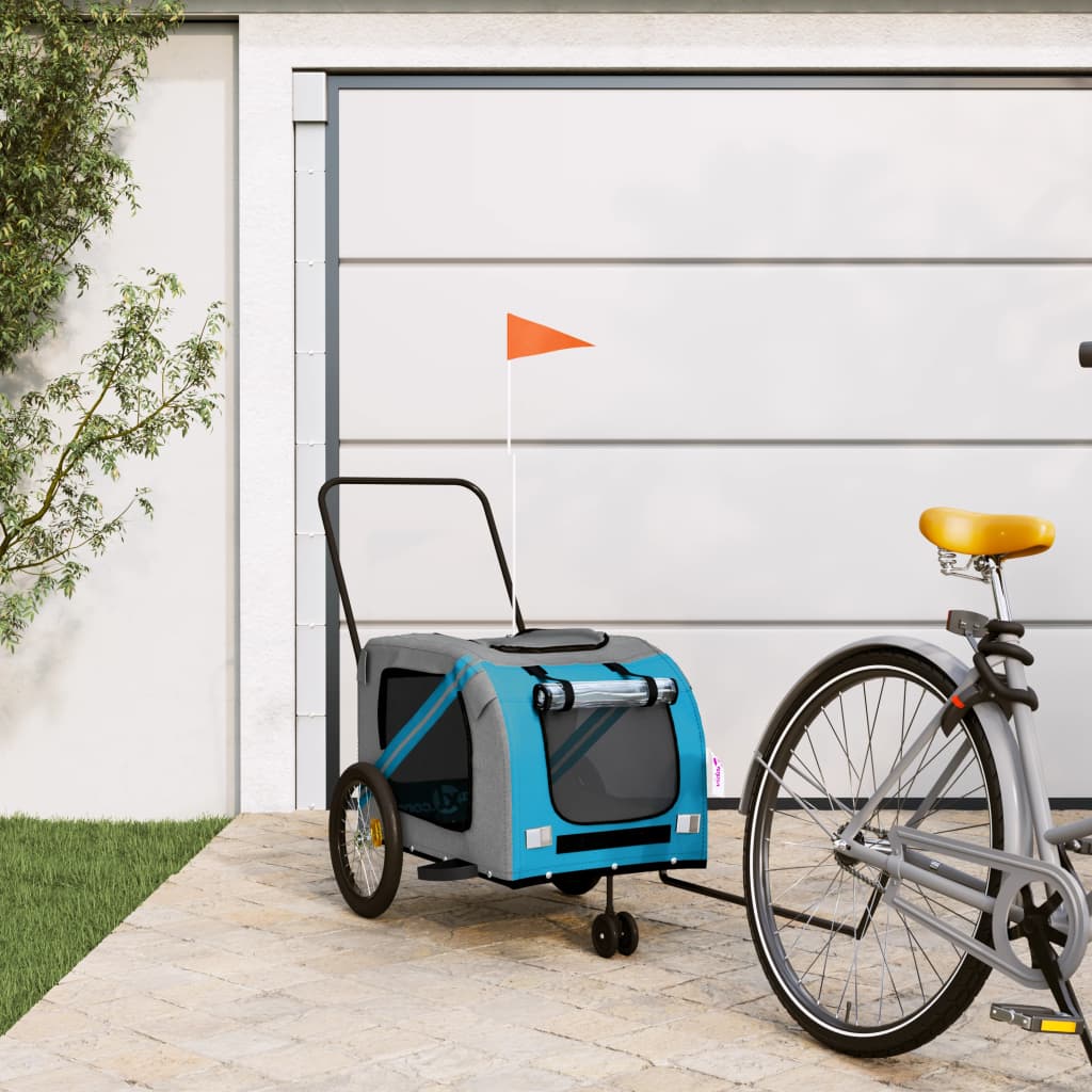 Hondenfietstrailer Oxford Stof En Ijzer En Grijs