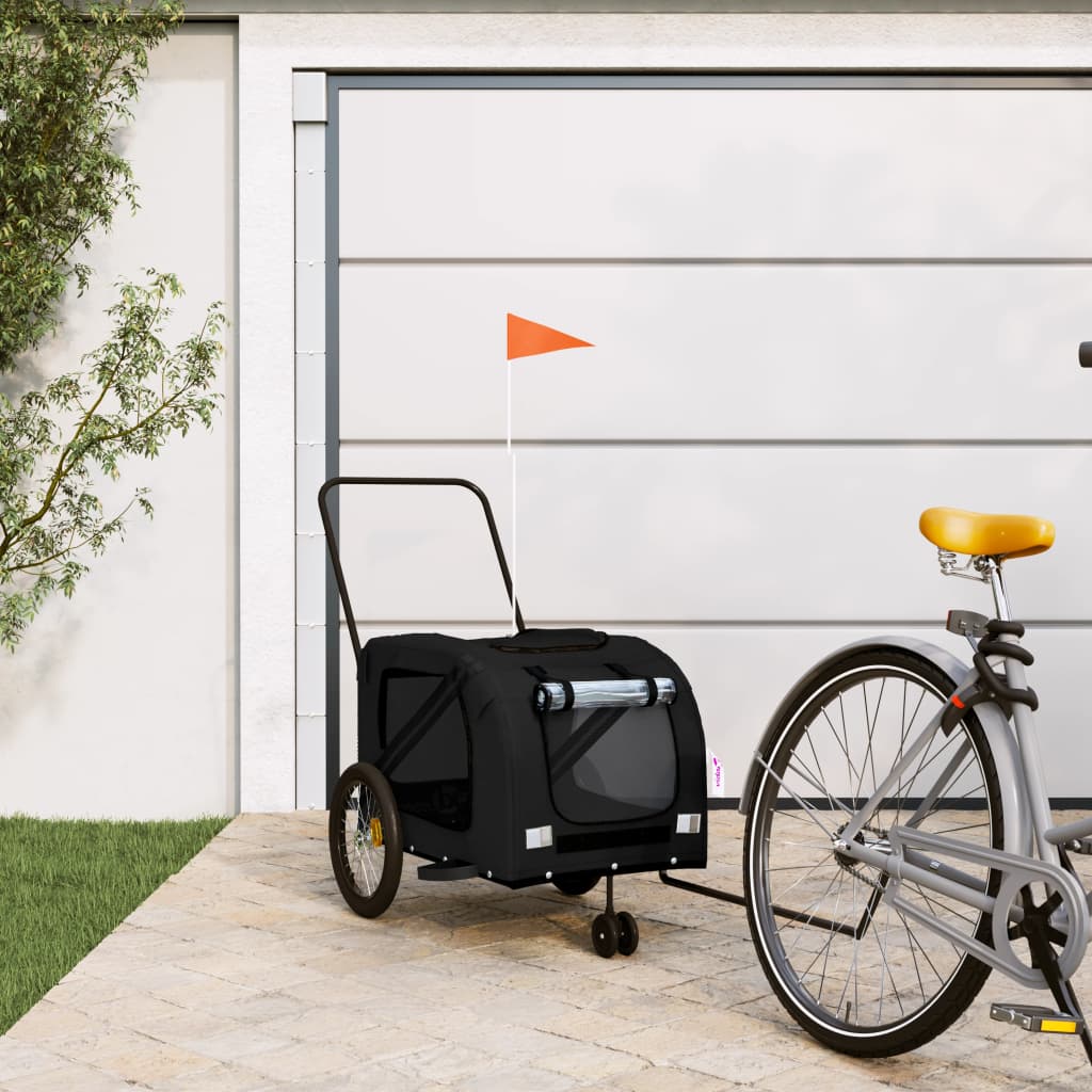 Hondenfietstrailer Oxford Stof En Ijzer En Grijs