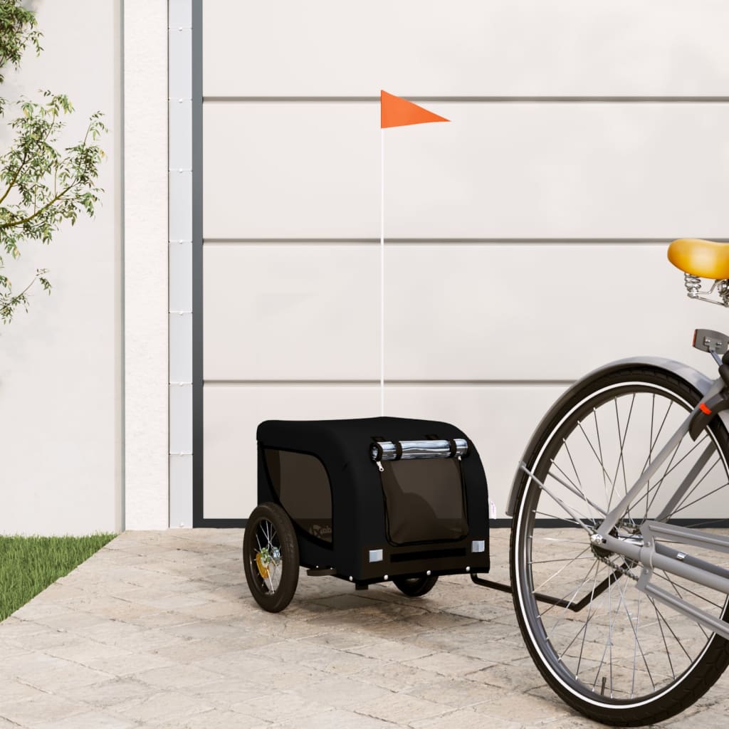 Hondenfietstrailer Oxford Stof En Ijzer En Zwart