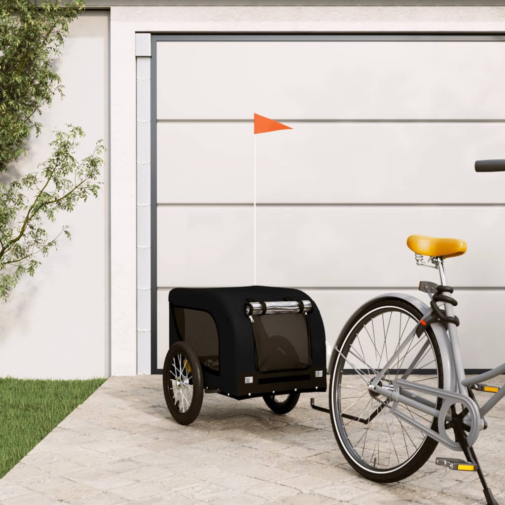 Hondenfietstrailer Oxford Stof En Ijzer En Zwart