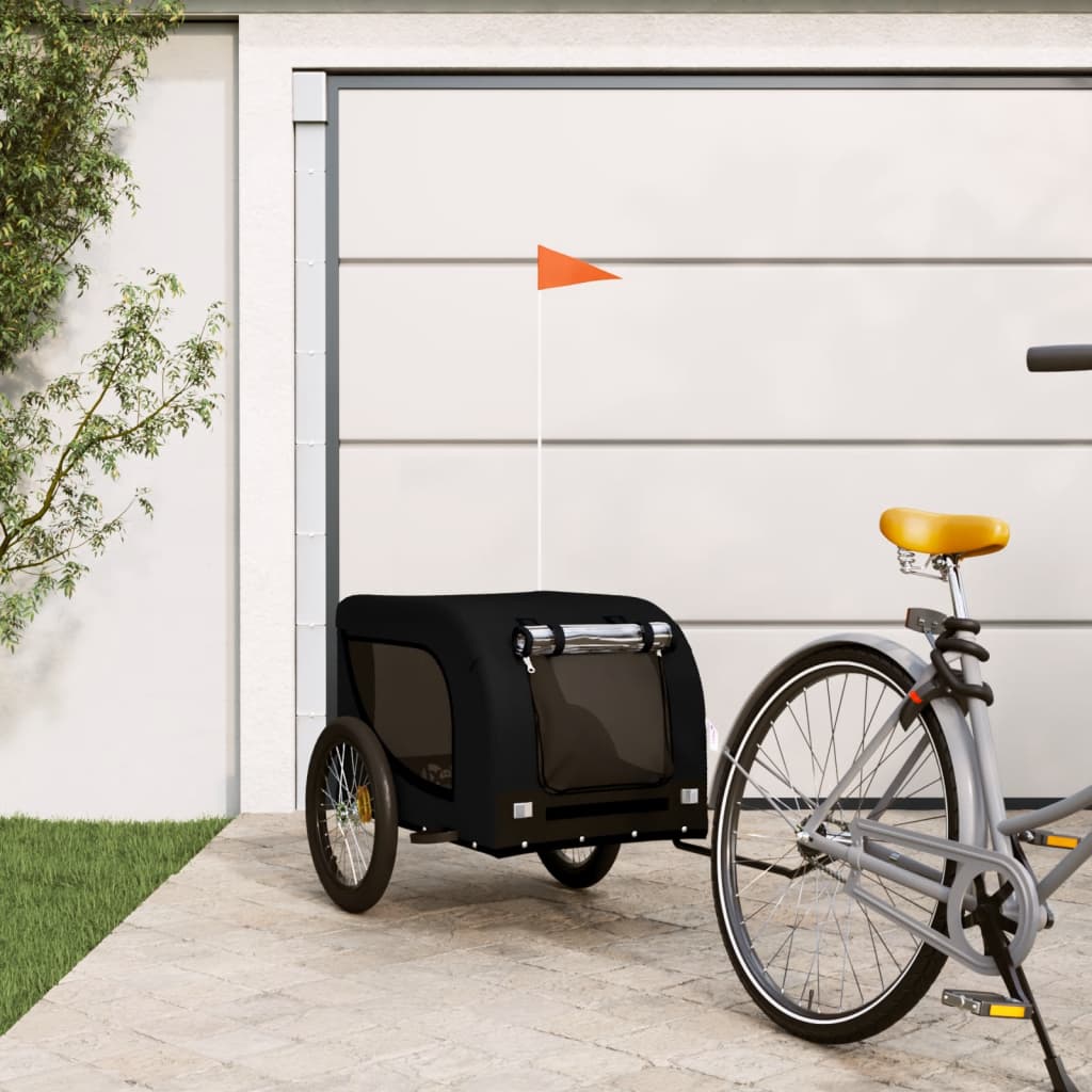 Hondenfietstrailer Oxford Stof En Ijzer En Zwart