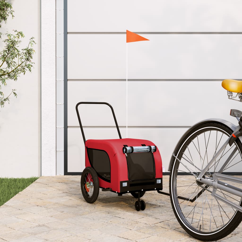 Hondenfietstrailer Oxford Stof En Ijzer En Zwart