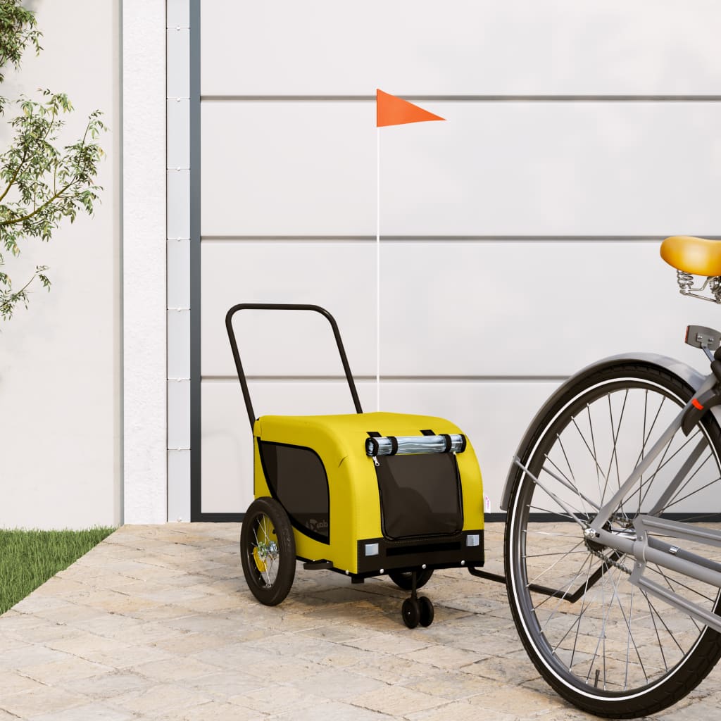 Hondenfietstrailer Oxford Stof En Ijzer En Zwart