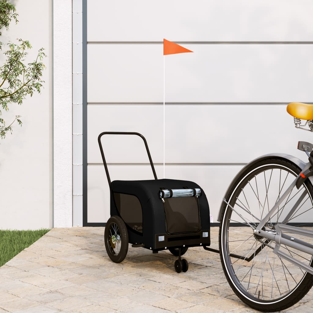 Hondenfietstrailer Oxford Stof En Ijzer En Zwart