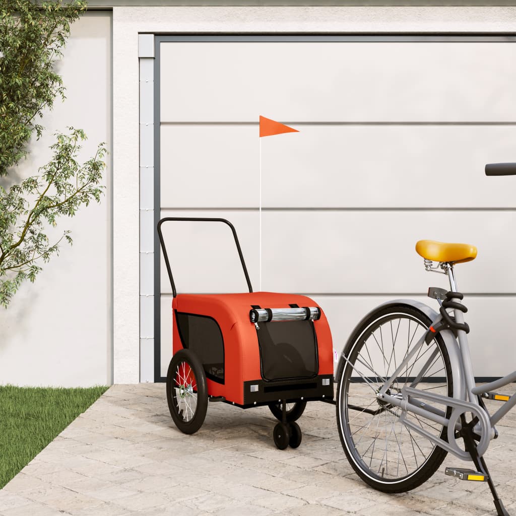 Hondenfietstrailer Oxford Stof En Ijzer En Zwart
