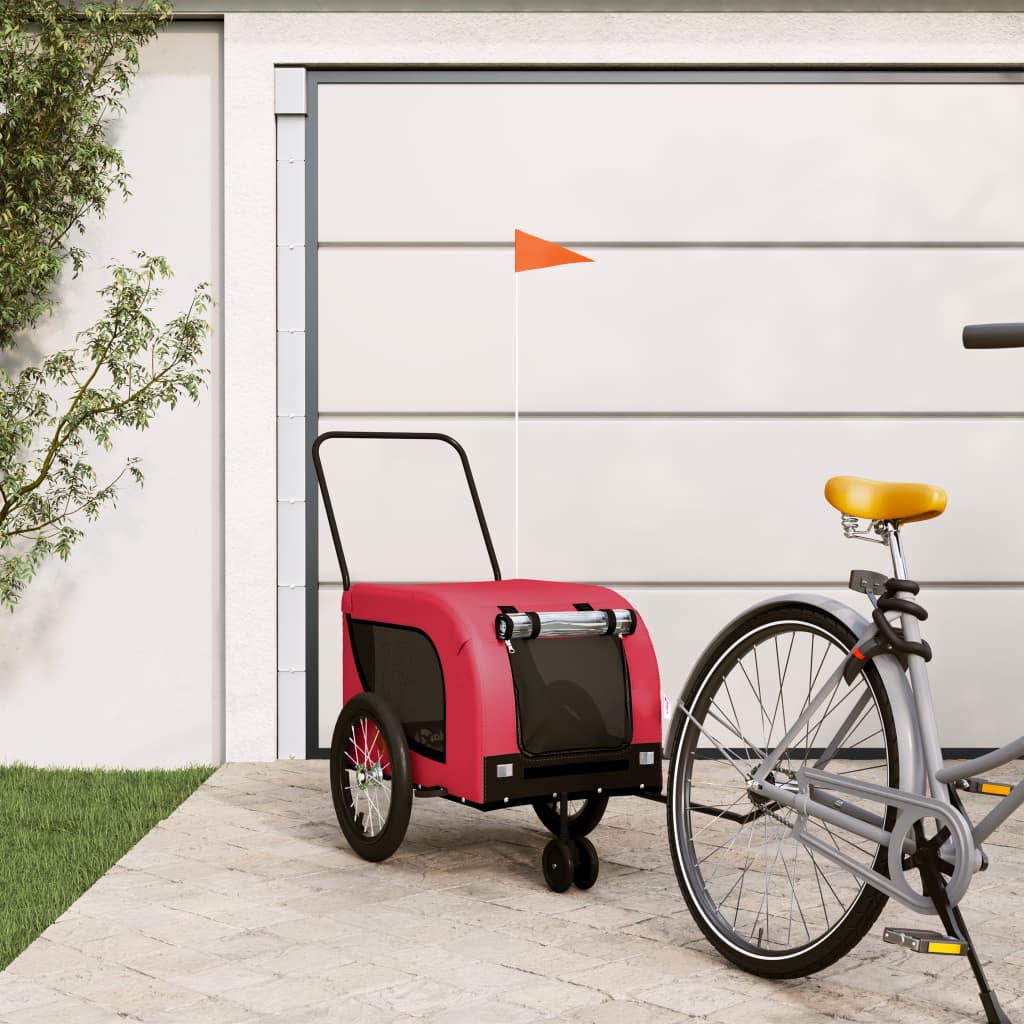 Hondenfietstrailer Oxford Stof En Ijzer En Zwart