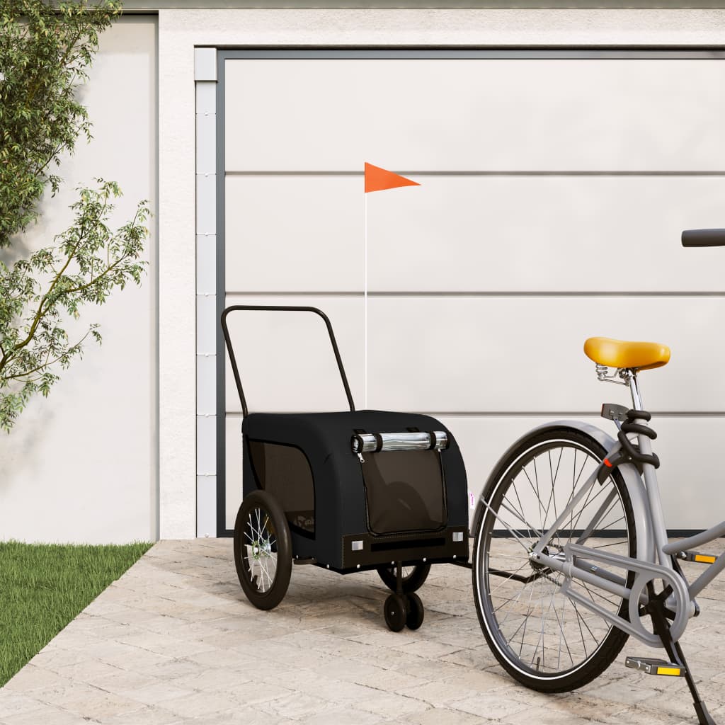 Hondenfietstrailer Oxford Stof En Ijzer En Zwart