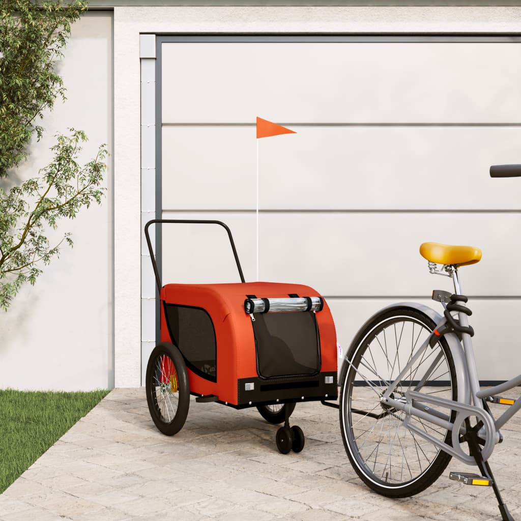 Hondenfietstrailer Oxford Stof En Ijzer En Zwart