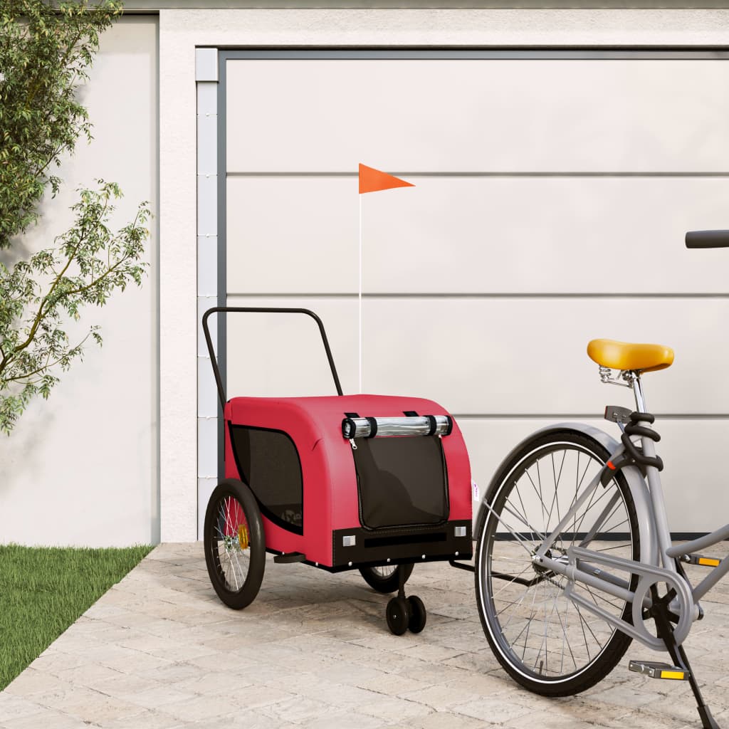 Hondenfietstrailer Oxford Stof En Ijzer En Zwart