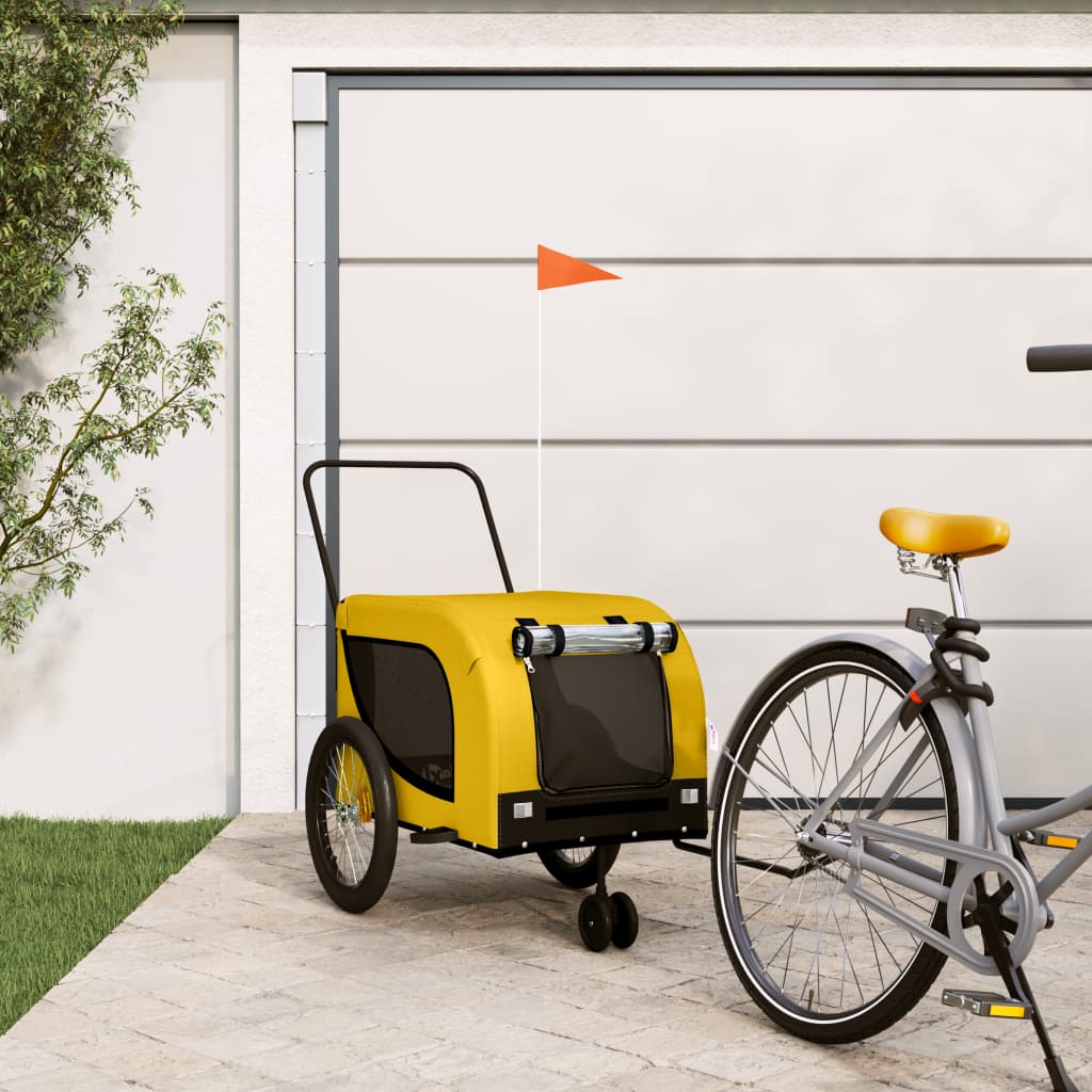 Hondenfietstrailer Oxford Stof En Ijzer En Zwart