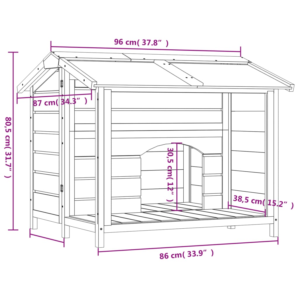 Hondenhok 96X87X80,5 Cm Massief Grenenhout