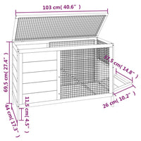 Konijnenhok 103X44X69,5 Cm Massief Grenenhout Grijs