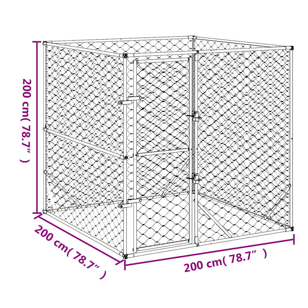 Hondenkennel Voor Buiten Gegalvaniseerd Staal Zilver