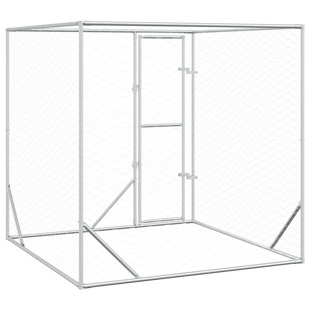 Hondenkennel Voor Buiten Gegalvaniseerd Staal Zilver