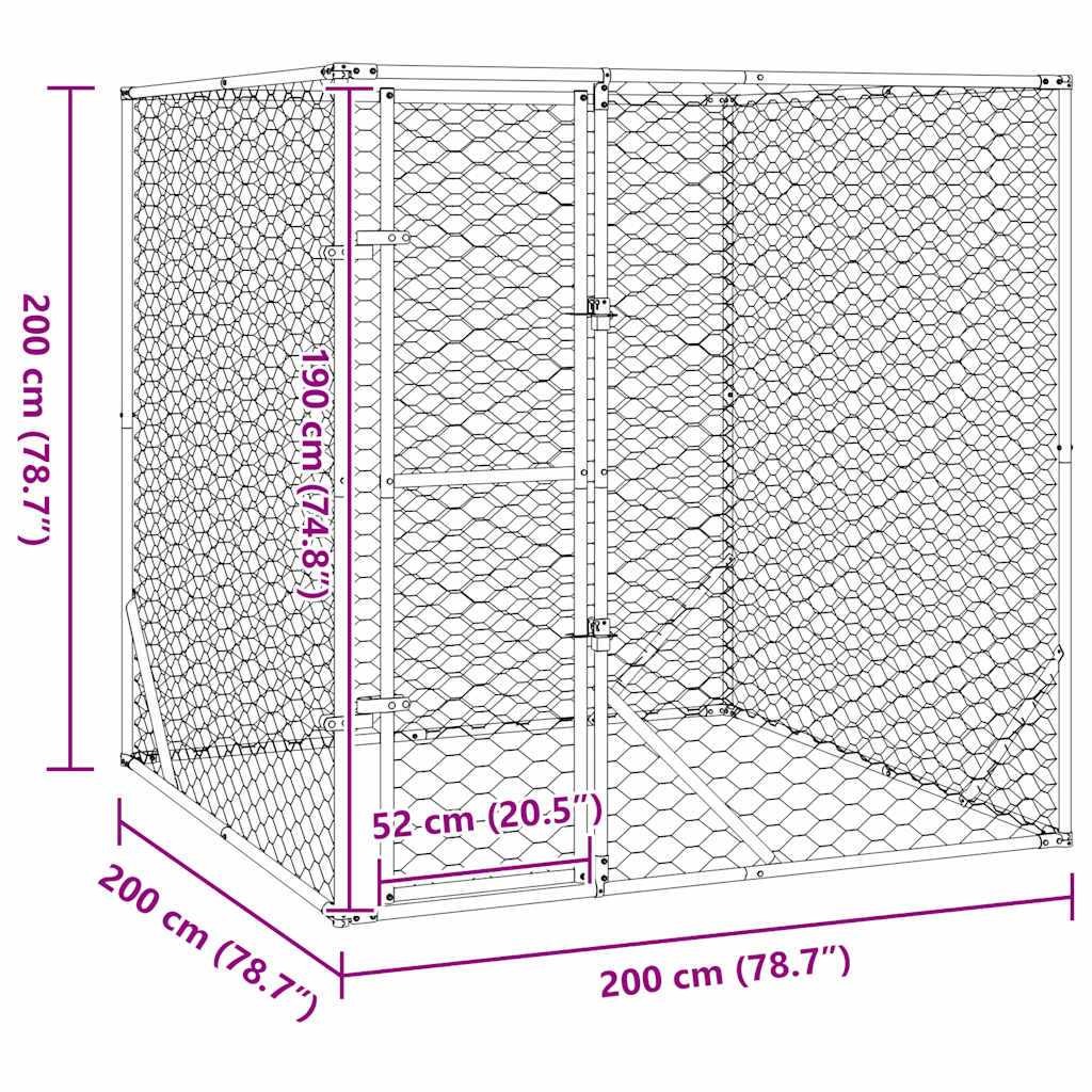 Hondenkennel Voor Buiten Gegalvaniseerd Staal Zilver