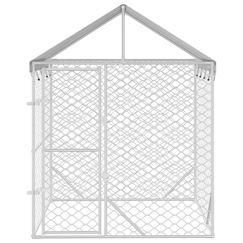 Hondenkennel Met Dak 2X2X2,5 M Gegalvaniseerd Staal Zilver