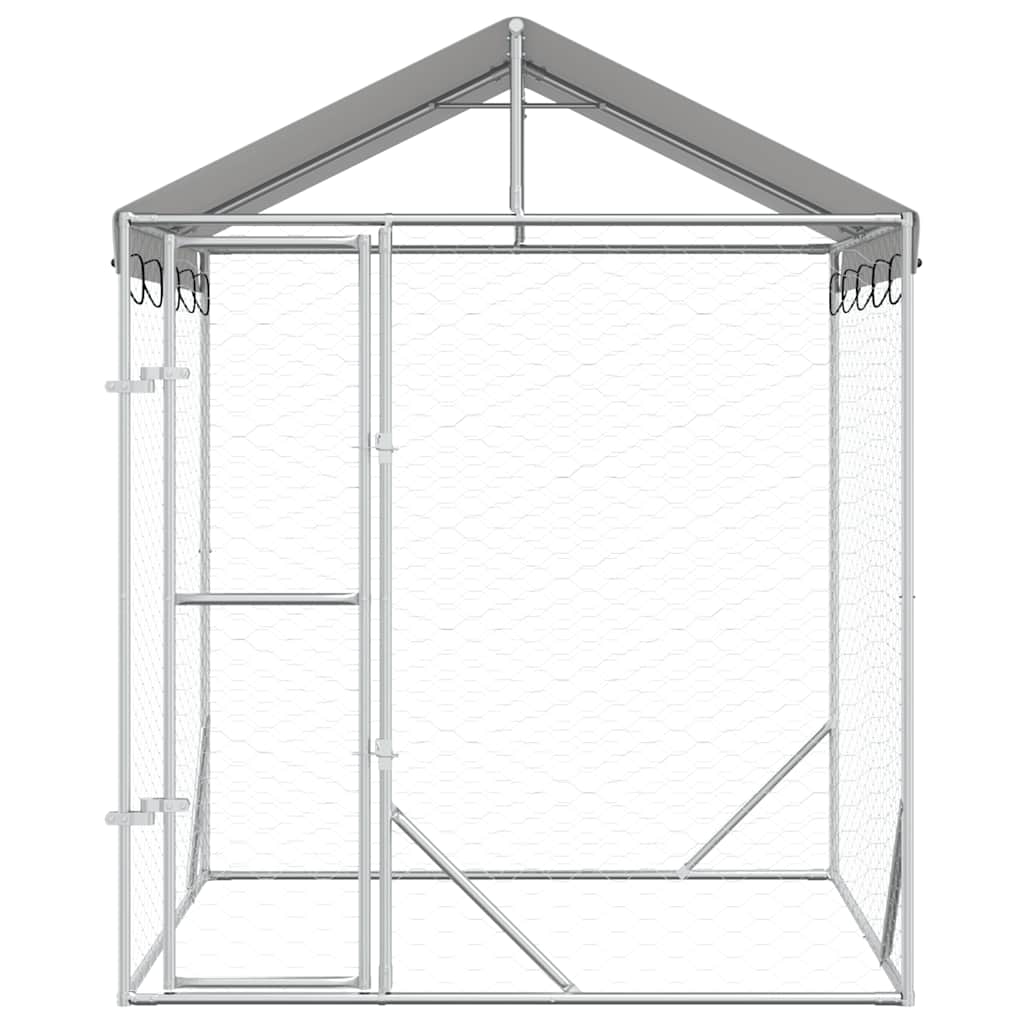 Hondenkennel Met Dak 2X2X2,5 M Gegalvaniseerd Staal Zilver