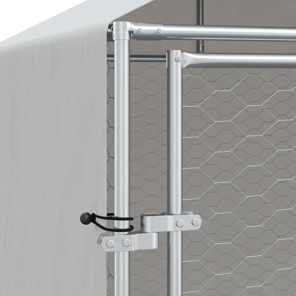 Hondenkennel Met Dak 2X2X2,5 M Gegalvaniseerd Staal Zilver