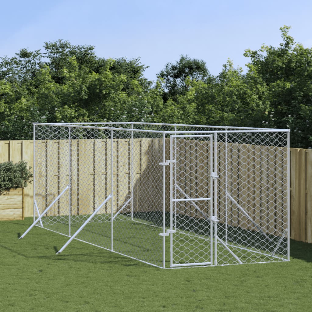 Hondenkennel Voor Buiten Gegalvaniseerd Staal Zilver