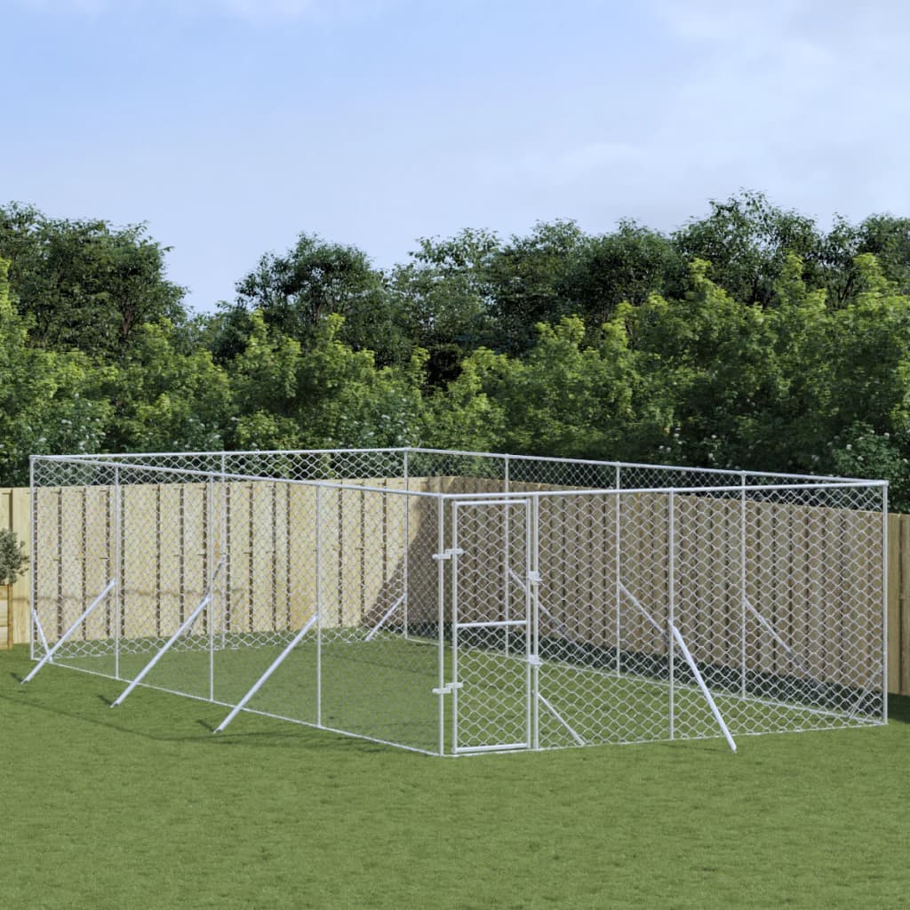 Hondenkennel Voor Buiten Gegalvaniseerd Staal Zilver