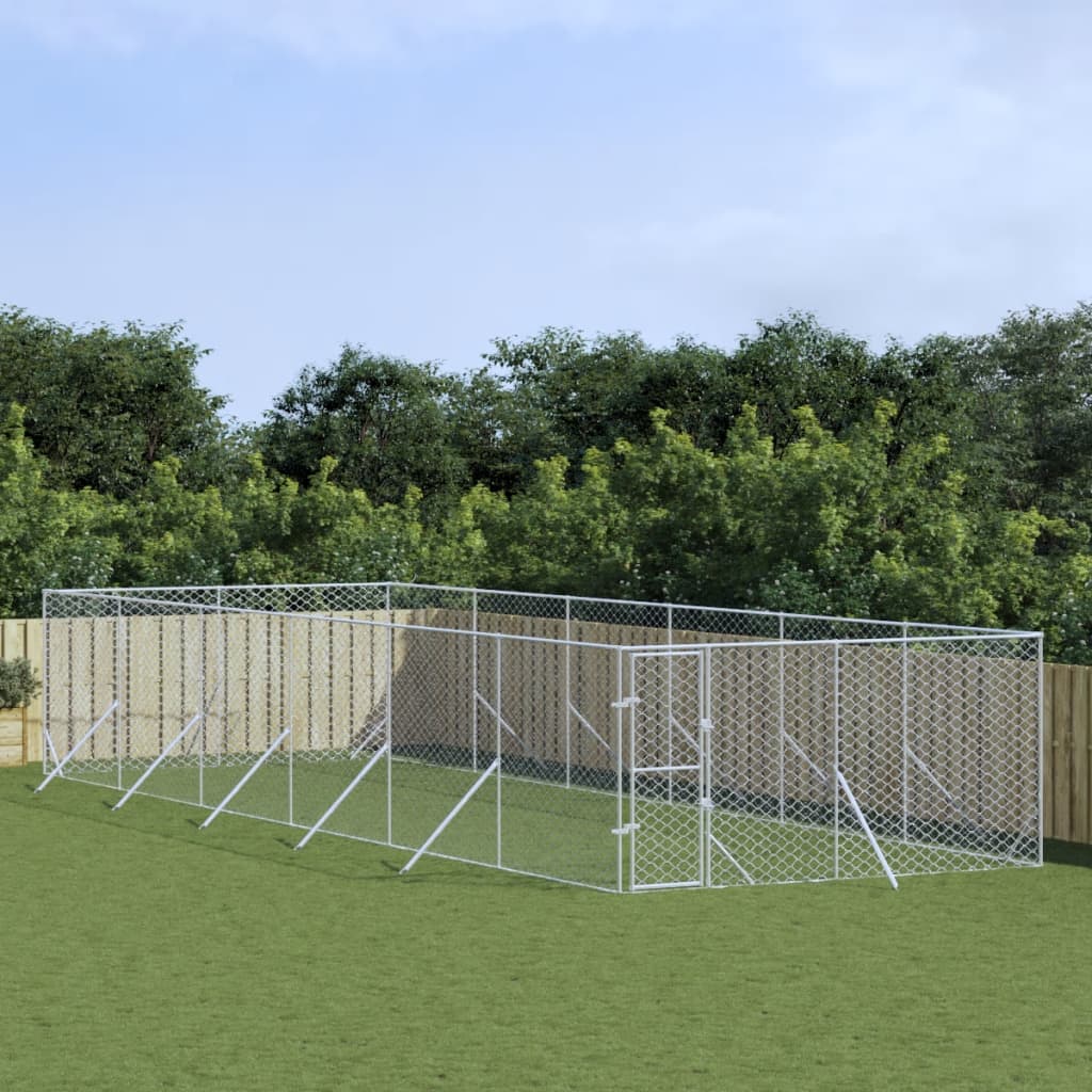 Hondenkennel Voor Buiten Gegalvaniseerd Staal Zilver