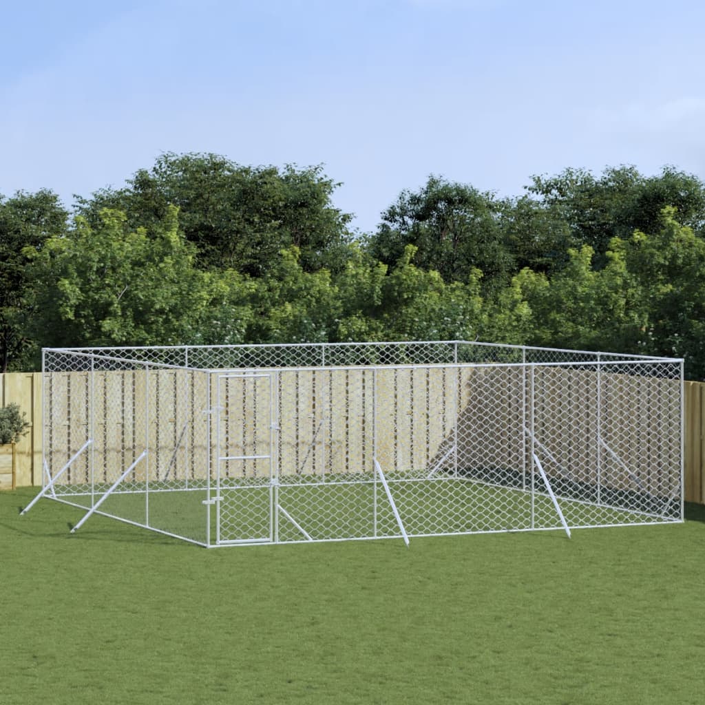 Hondenkennel Voor Buiten Gegalvaniseerd Staal Zilver