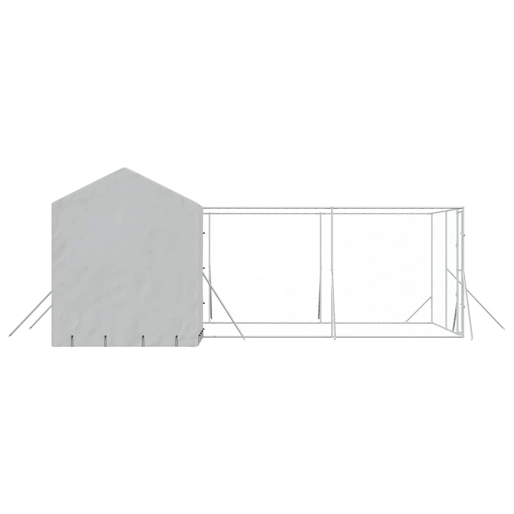 Hondenkennel Met Dak 6X6X2,5 M Gegalvaniseerd Staal Zilver