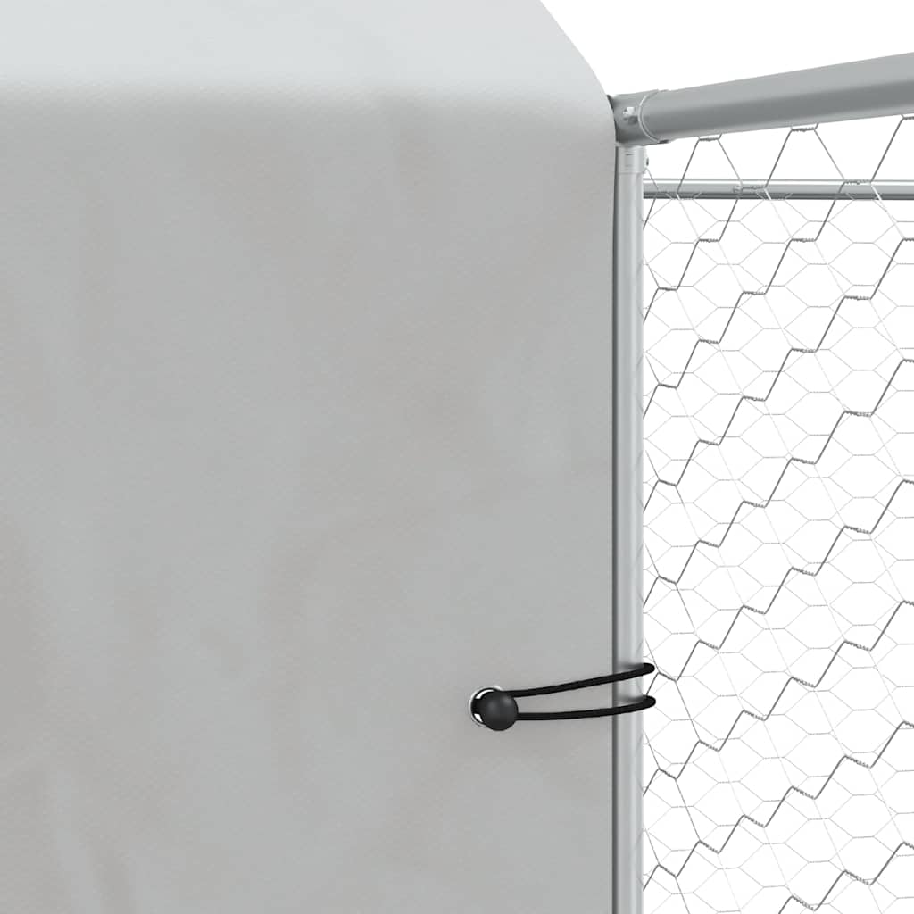 Hondenkennel Met Dak 6X6X2,5 M Gegalvaniseerd Staal Zilver