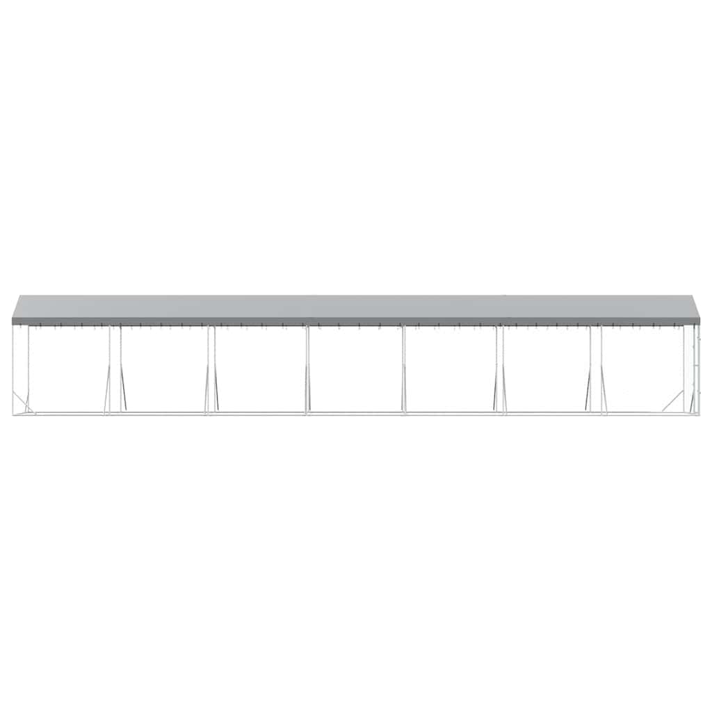 Hondenkennel Met Dak 2X14X2,5 M Gegalvaniseerd Staal Zilver