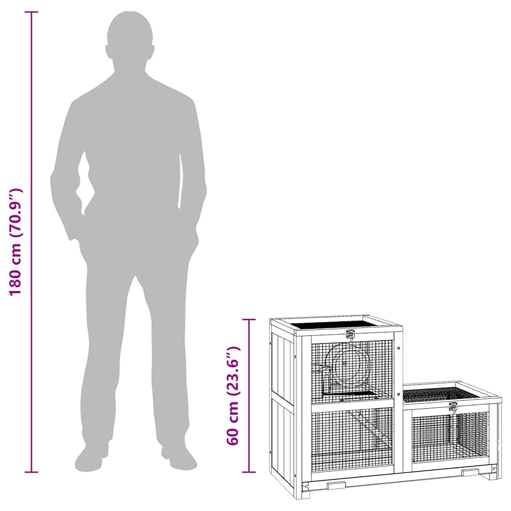 Hamsterkooi 81X40X60 Cm Massief Vurenhout