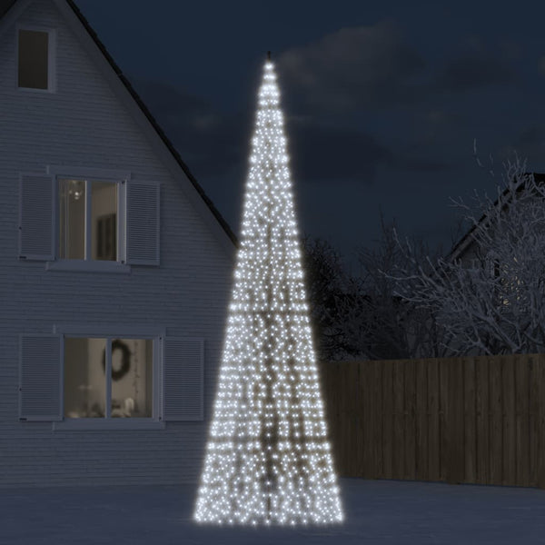 Led-Kerstboom Aan Vlaggenmast 550 Leds Koud Wit Koudwit