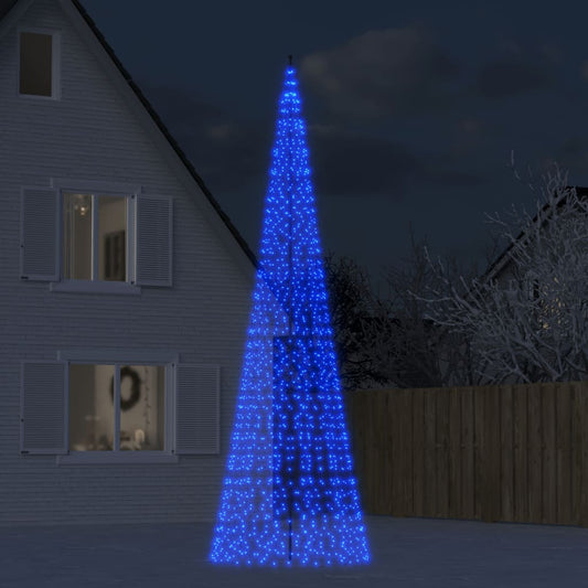 Led-Kerstboom Aan Vlaggenmast 1534 Leds Blauw