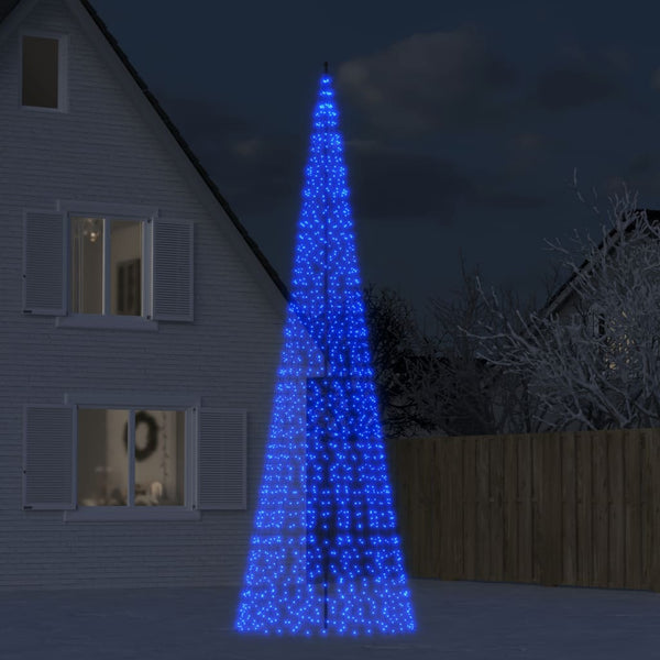 Led-Kerstboom Aan Vlaggenmast 1534 Leds Blauw